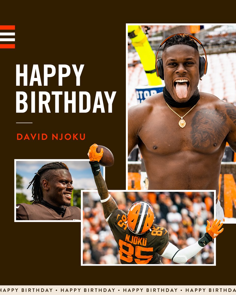Browns's tweet photo. The Chief is 27 today! Sending all the birthday wishes to @David_Njoku80 🎂 https://t.co/KOh5ne0Csu