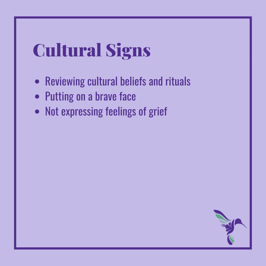 McNallyHospice's tweet photo. Knowing why you are feeling the way you are can empower you through your grieving process💜  #griefandbereavement 

See the full post with all of the signs (cultural, physical, emotional, cognitive, behavioural, spiritual, and social) on our Facebook and Instagram https://t.co/Bxk4Ya8AiL