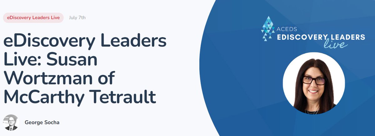 MT>3’s Susan Wortzman joined <a href="/georgesocha/">George Socha</a> for an episode of <a href="/acedsonline/">ACEDS</a> #eDiscoveryLeadersLive during the Master’s Conference in Toronto on June 27. Follow the link for the full discussion: tinyurl.com/nhaz2wkn