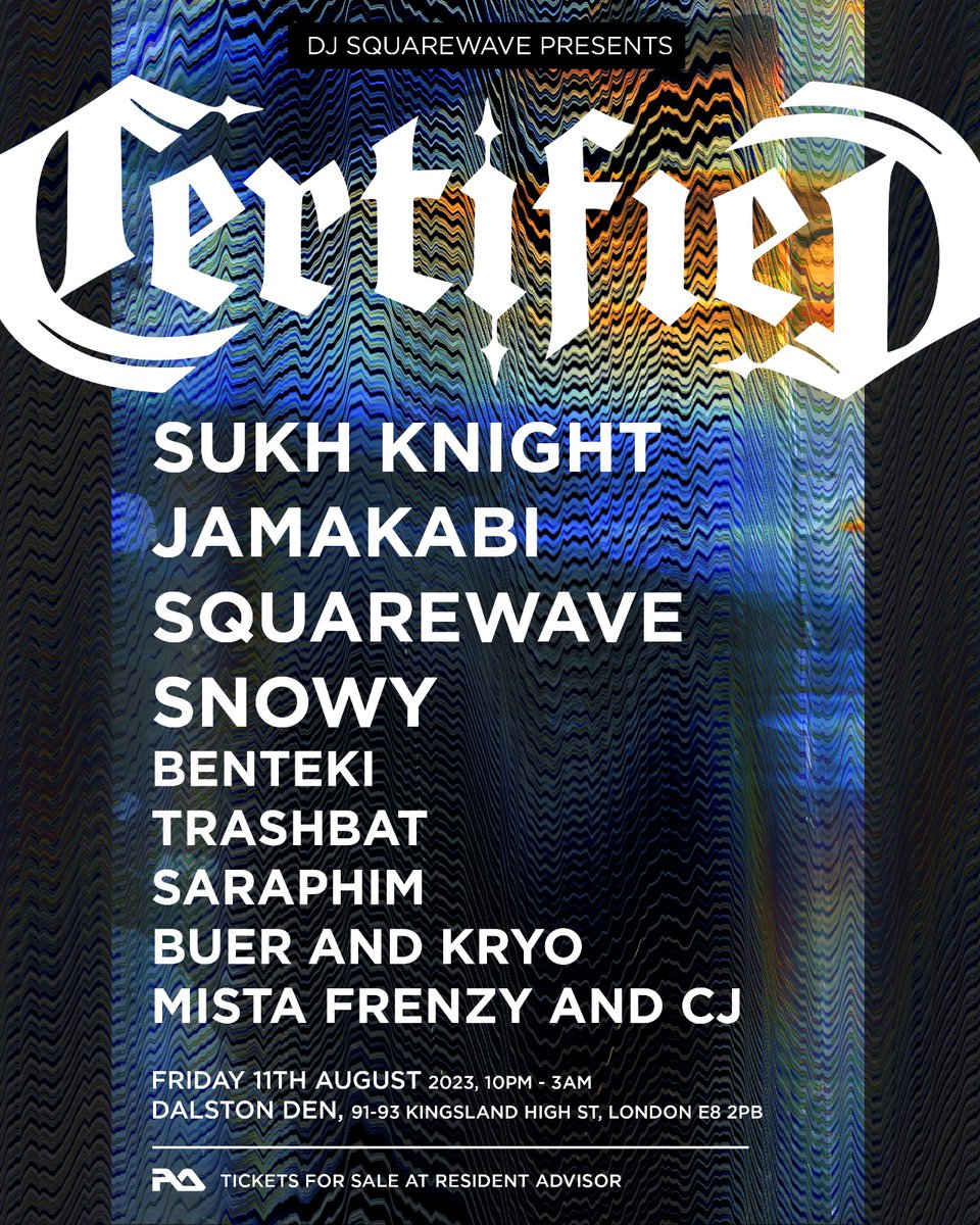 next Certified - Friday 11th August, East London
Early Bird tickets on sale now only £5

ra.co/events/1736516