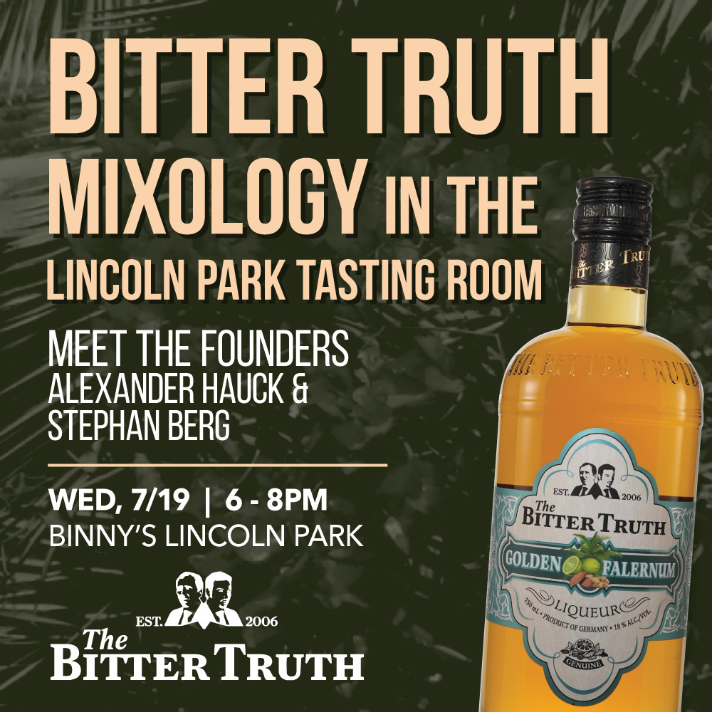 Become a mixology pro with the experts! <a href="/YOURBITTERTRUTH/">The Bitter Truth</a> founders are coming to the Lincoln Park Tasting Room for a night of cocktail creation! Get your tickets at the link below.
binnys.thundertix.com/events/214934
