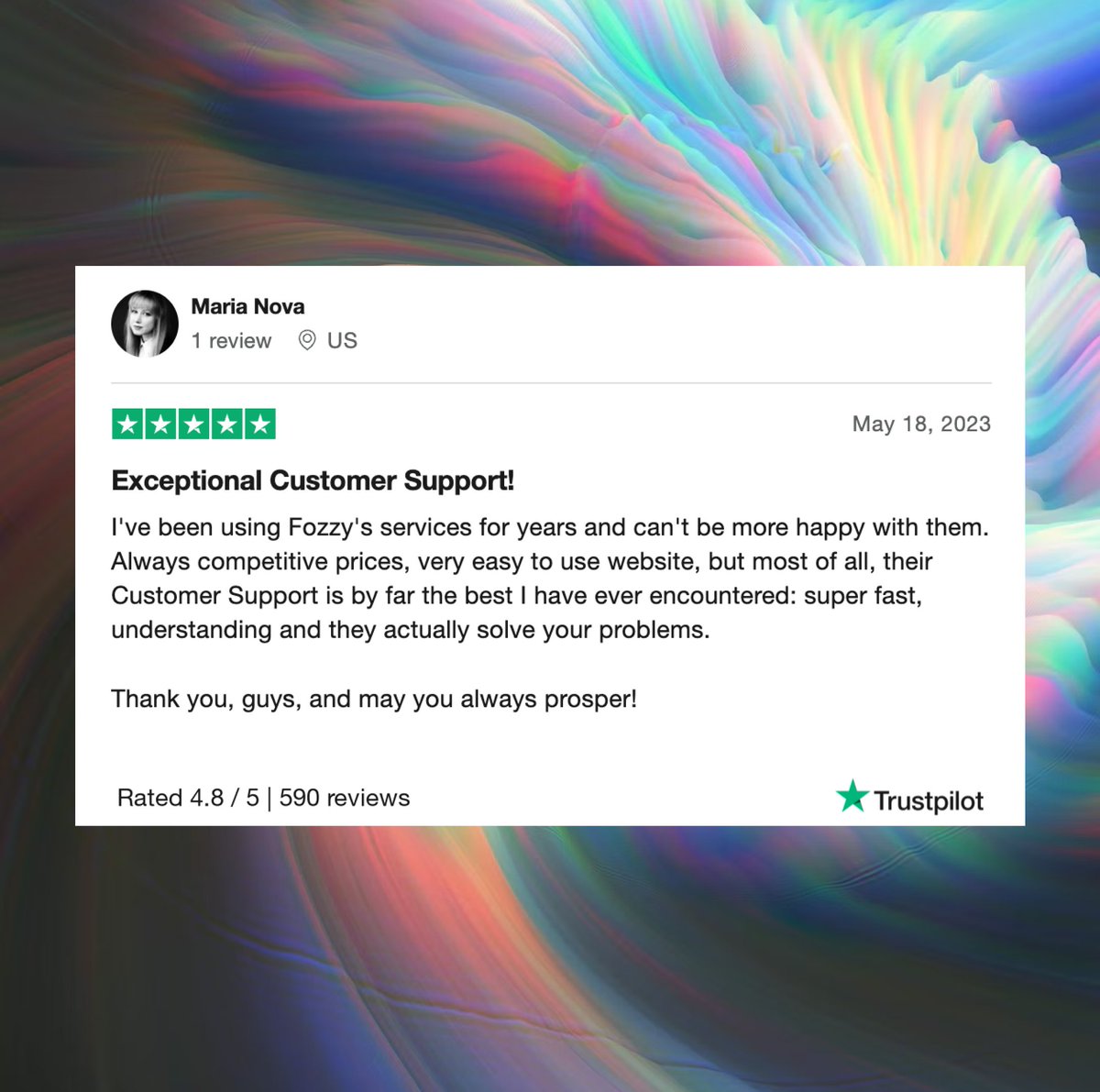 💌 Our customers' reviews can tell you more about our service than any description. Find all the reviews on trustpilot.com

#FozzyHosting #WebHosting #VPSHosting #SSLcertificate #WebsiteBuilder #WordPressHosting #DedicatedServer #SharedHosting #DomainName #LinuxHosting