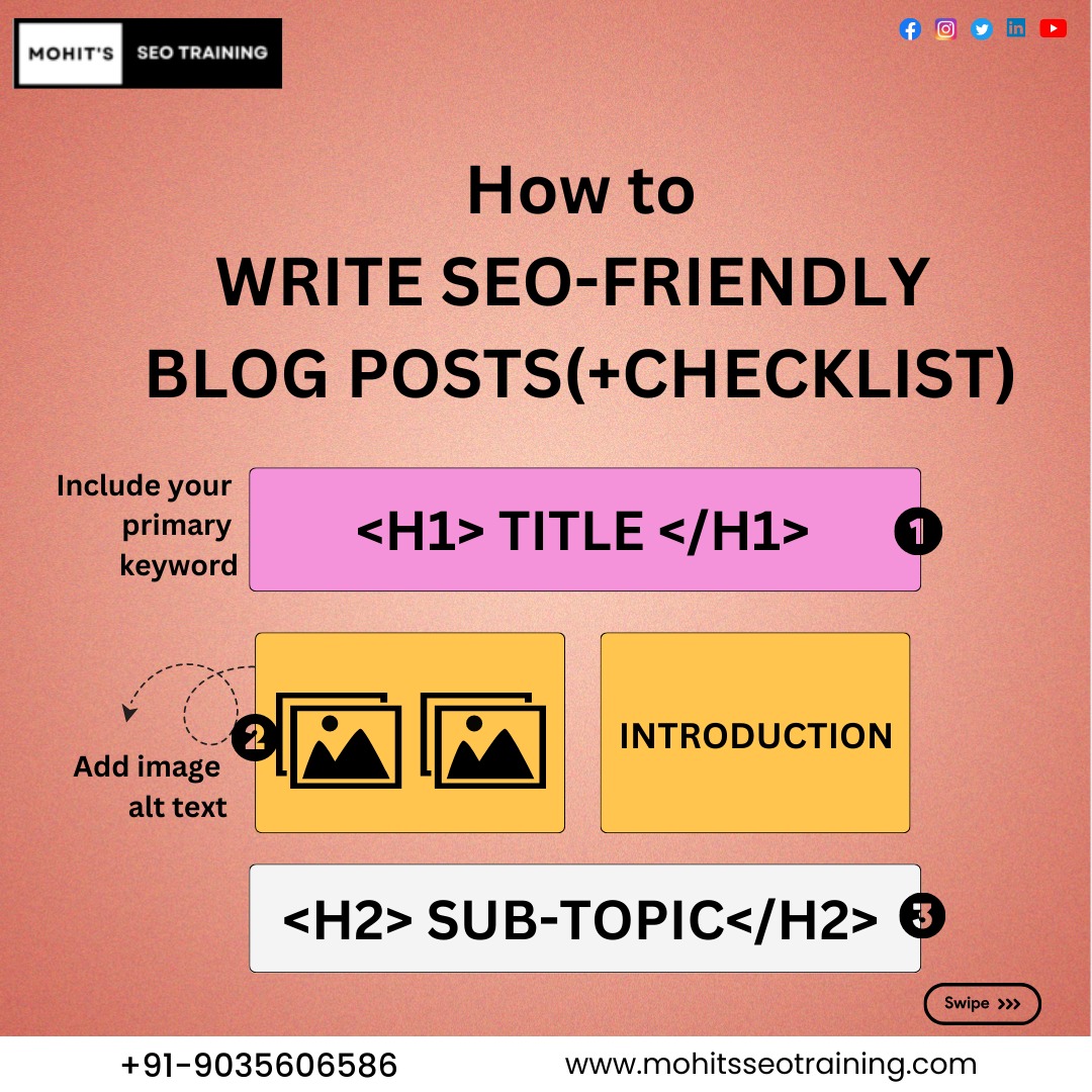 mohits_seo's tweet image. Writing SEO-friendly blogs is essential for maximizing your online visibility and connecting with your target audience.
#mohitsseotraining #SEO #OnlineVisibility #ContentWriting #BlogWriting #OrganicTraffic #seostrategy #onlinemarketing #googleranking #likeforlikes