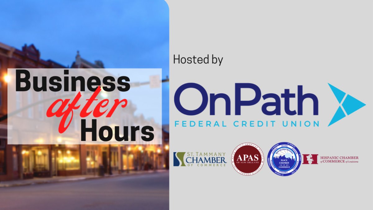 STWCC's tweet photo. Join us this Thursday, July 13, from 4:30 p.m. to 6:30 p.m. for a Business-After-Hours event hosted by OnPath Federal Credit Union in their Mandeville location at 4245 Hwy. 22. https://t.co/IcqnsIB1gM Free for members! #StTammanyChamber #StTammanyStrong https://t.co/37HcbgLDQU