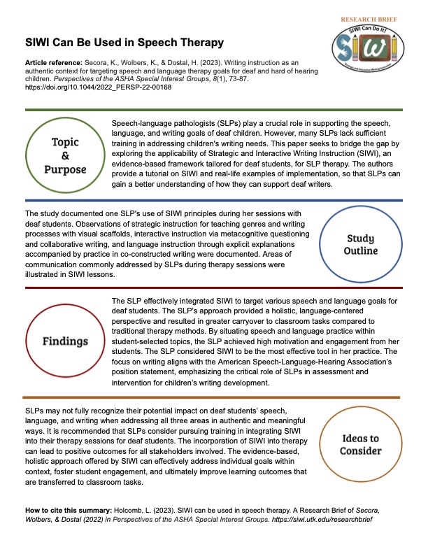 Here are new briefs of our research in both ASL and English! Join us in exploring our findings on the application of SIWI in speech therapy for deaf students.

Check out our ASL brief here: youtube.com/watch?v=ypmgwW…