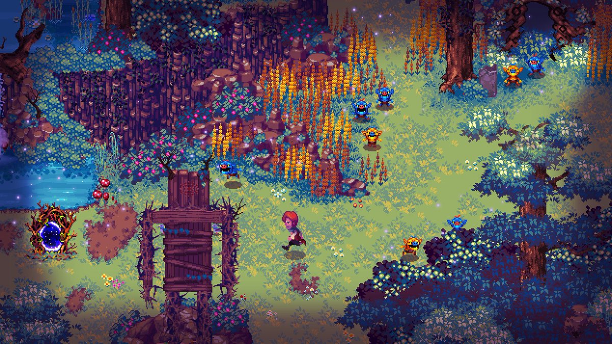 Kynseed's tweet photo. Hobs have been seen roaming within regions of Quill. They are driven to destruction by the power of evil Totems! Flowers wilt. Fish are taken. Fruit and berries stripped from their trees and bushes. Crops will not grow. Quill will be laid barren!

#pixelart #gamedev #indiegamedev https://t.co/P8RGND46NF