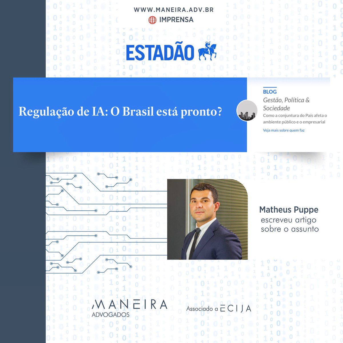 maneira_adv's tweet photo. Em artigo artigo publicado no site do ESTADÃO, Matheus Puppe faz uma análise sobre o debate em torno da regulação do uso da inteligência artificial no Brasil.

Confira na íntegra:
https://t.co/SWeET4d4QI

#maneiraadvogados #direitoemfoco #tmt #inteligenciartificial https://t.co/tXEAAgqEic