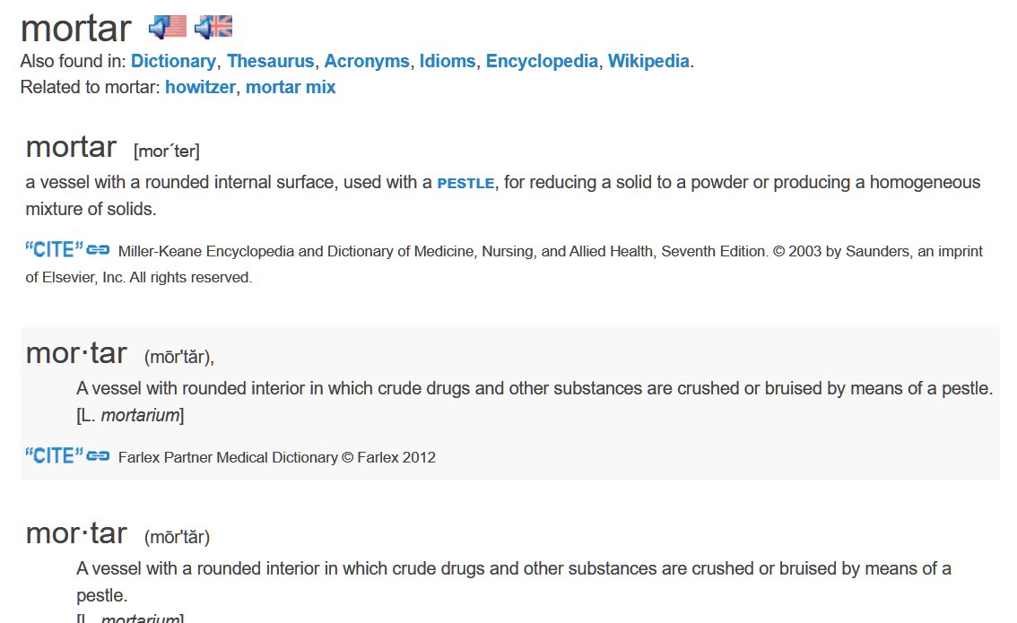 HK on Twitter "mortar オンラインの Medical Dictionaryでは「乳鉢」一択 普通のDictionaryで