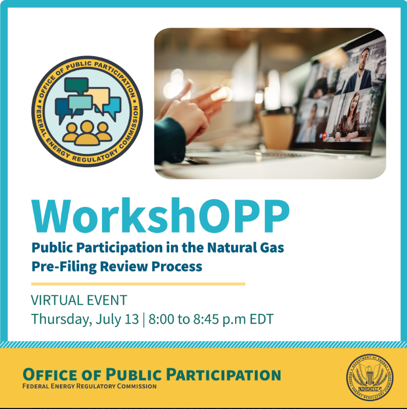 FERC_OPP's tweet photo. Happening this week...we're excited...hope you are too. #FERCPrefiling https://t.co/Q3xbORDqCt
