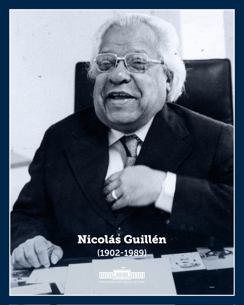 ¿Quién le dijo que yo era risa siempre, nunca llanto, como si fuera la primavera? (No soy tanto.)

En cambio, ¡qué espiritual que usted me brinde una rosa de su rosal principal!

Con #Guillén, nuestro poeta, en el aniversario de su nacimiento.

#CubaEsCultura 🇨🇺