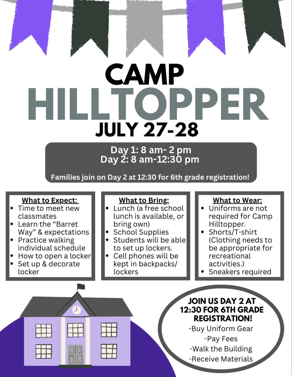 Amy Strite (@amystrite) on Twitter photo Calling all incoming 6th grade <a href="/barretjcps/">Barret TMS</a> families! Don’t miss Camp Hilltopper 2023! It is Orientation and Registration rolled into two days of fun! Calling all incoming 6th grade <a href="/barretjcps/">Barret TMS</a> families! Don’t miss Camp Hilltopper 2023! It is Orientation and Registration rolled into two days of fun!