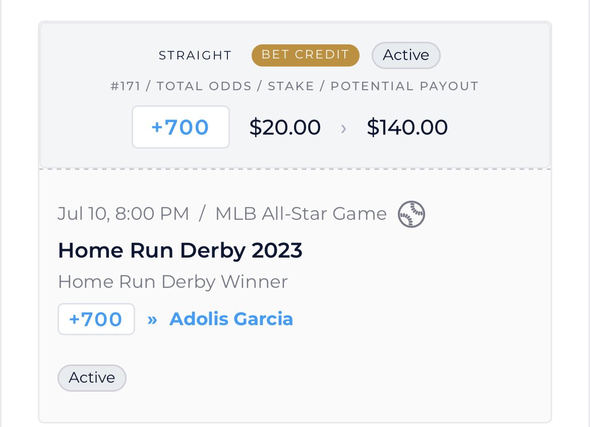 At 700 followers - thanks to all! I guess we have to bet on Adolis here as he’s +700 for this wbMA freebet! @Ducky_Bets approved. Will giveaway $100 to someone who RTs and $40 to a charity of their choosing if this hits!