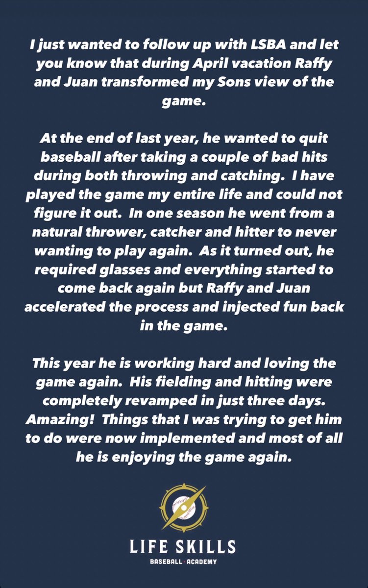 LifeSkillsBA's tweet photo. We Love Hearing Impactful Stories Such As This One! 

#lifeskillsbaseballacademy #playerdevelopment #baseball #baseballseason #mlb #homerun #batting #pitcher #sports #baseballislife #smallgrouptraining #baseballplayer https://t.co/Zw9t1hgD0m