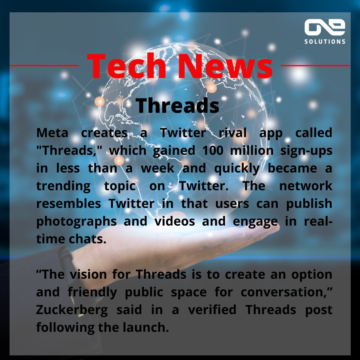 OneSolutionsWeb's tweet image. Threads a new social media platform
Have you tried it yet?
#threads #meta #threadsforinstagram #tech #geek #onesolutionsweb #softwaredevelopment  #outsourcing #outsourcingservices #frontenddeveloper #backenddeveloper #fullstackdeveloper