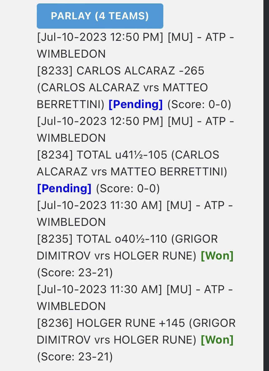 Holger straight up, and Carlos under 40.5 , LFG ⛽️🔥 #TennisPlays #Wimbledon
