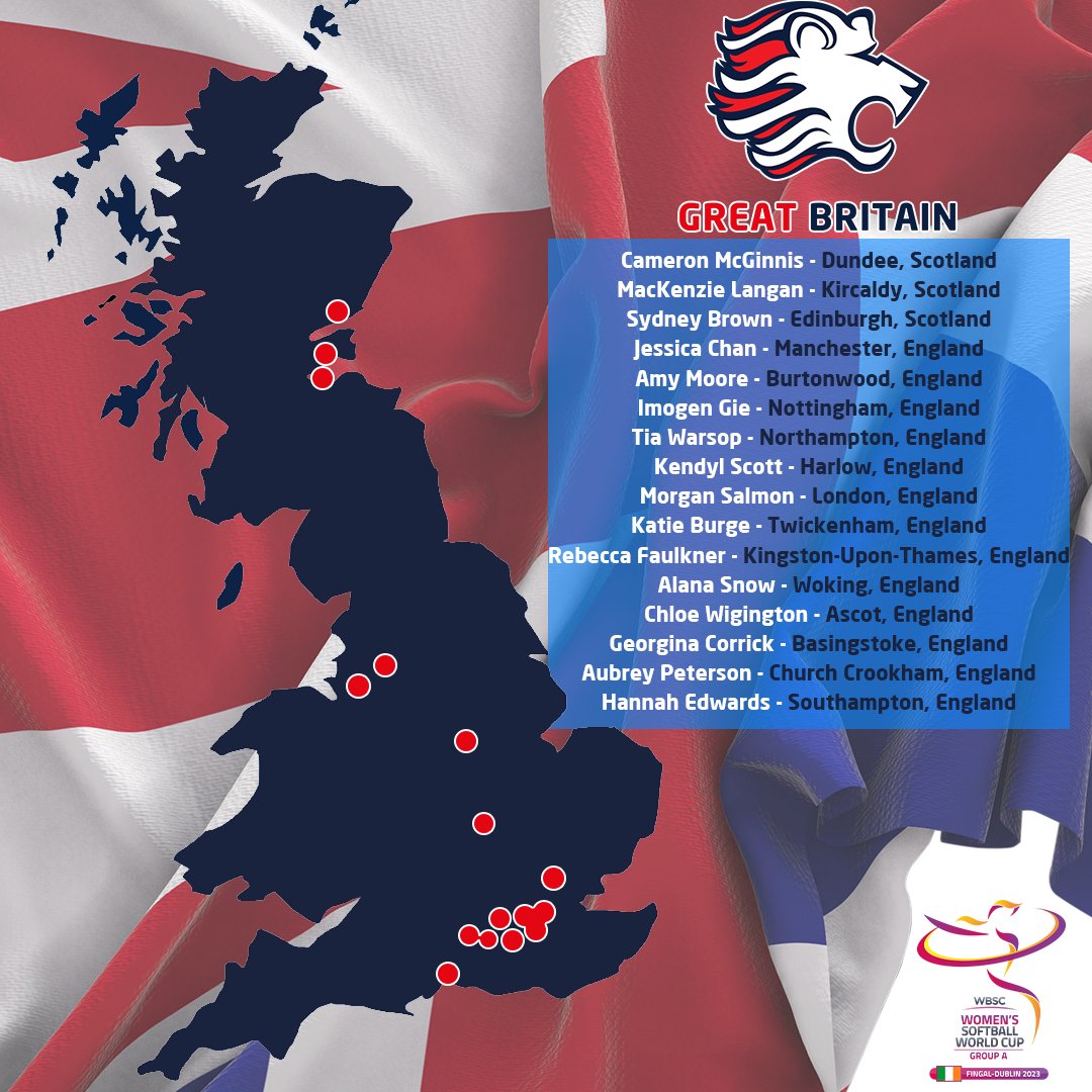 GBWomenSoftball's tweet photo. Send them victorious 🇬🇧

Your Great Britain Softball Women's Senior Fastpitch Team and Staff for the 2023 @WBSC #SoftballWorldCupW!

#WHYNOTGB https://t.co/EqgSlZYqum