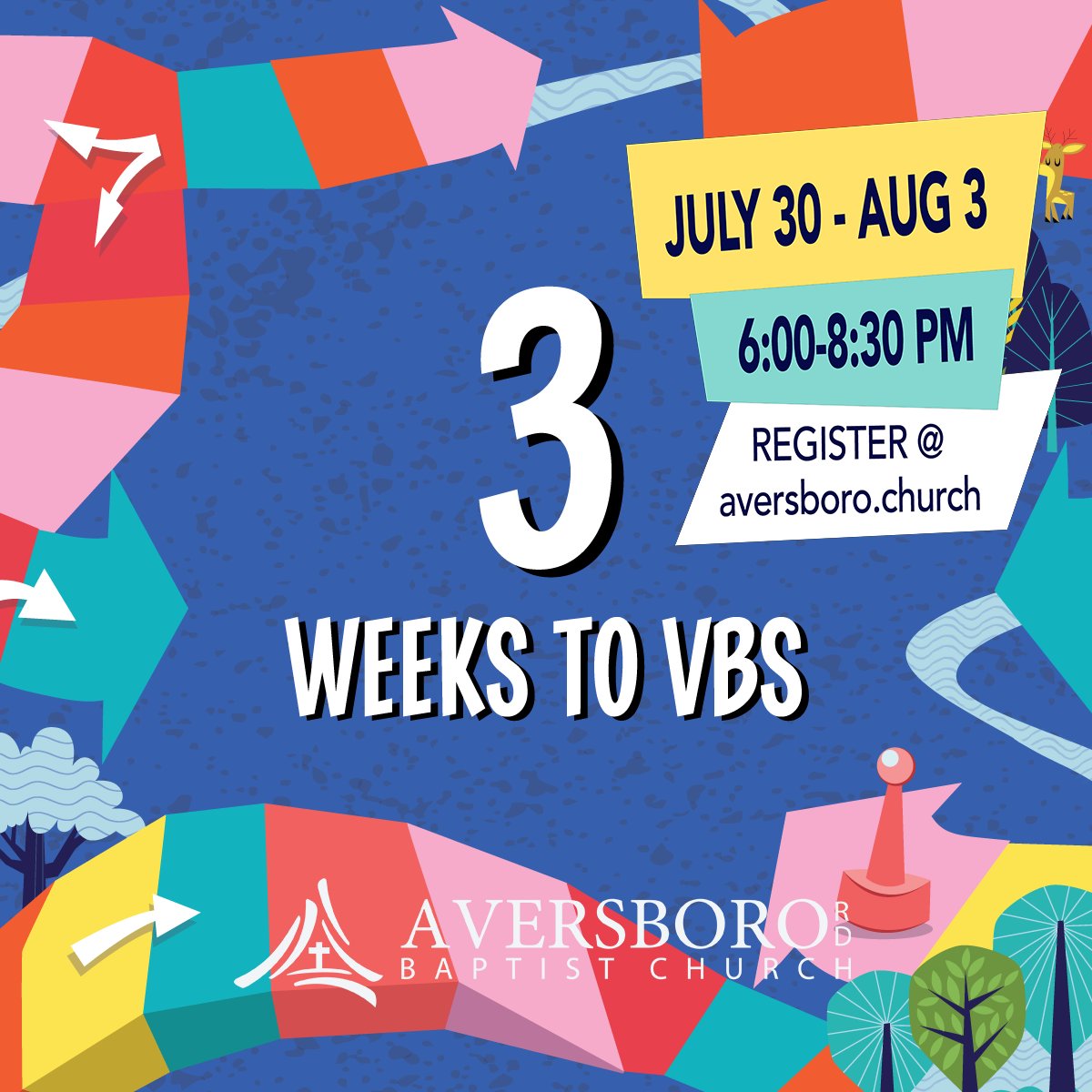 aversborochurch's tweet photo. Vacation Bible School is Coming to Aversboro!
July 30 - Aug 3
6:00-8:30 PM
Babies through 12th Grade!
Register today @ https://t.co/J0b8g2lyEk
Invitte a friend to join you! https://t.co/0o6kHDK4q6
