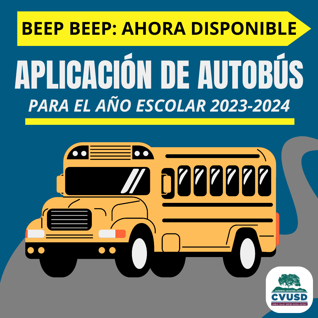 Beep Beep: ¡La solicitud de autobús para el año escolar 2023-24 ya está disponible!
🚍CVUSD ofrece transporte para estudiantes en autobús escolar a escuelas seleccionadas: @BanyanBobcats, Colina, @MadronaMustangs, @maple_np, @SMS_CVUSD y @WalnutAWall.
Más: conejousd.org/site/default.a…