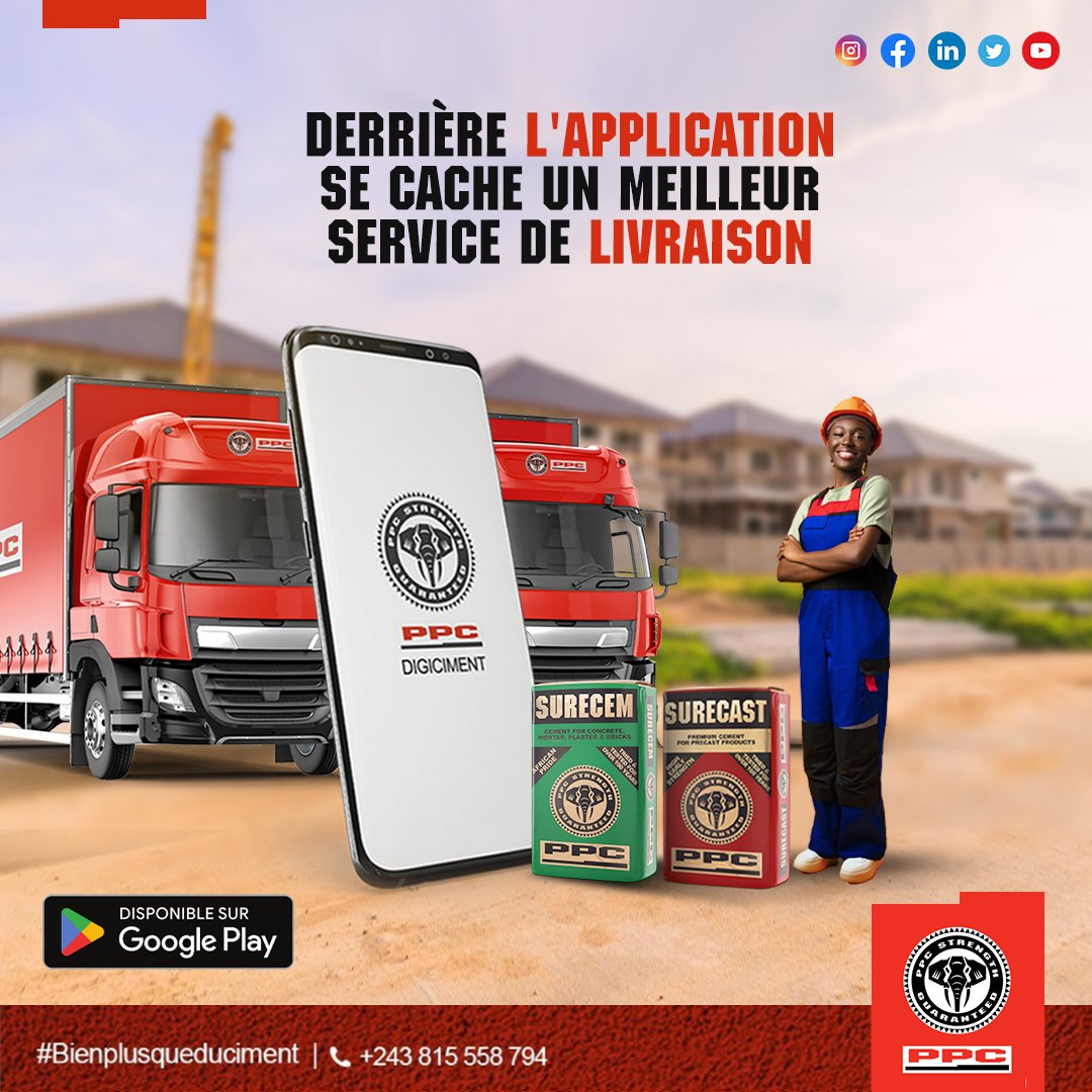 PpcProduits's tweet photo. Offrez-vous un meilleur service de livraison en commandant via DIGICIMENT.
Derrière DIGICIMENT se trouve le service de livraison optimal.
Pour obtenir l'App :
➡️ https://t.co/5cEZZp5tBR…
#Digiciment #CommandeEnLigne #PPCRDC #Logistique #Livraison #Ciment #PPCRDC https://t.co/Vxxof6tjL9