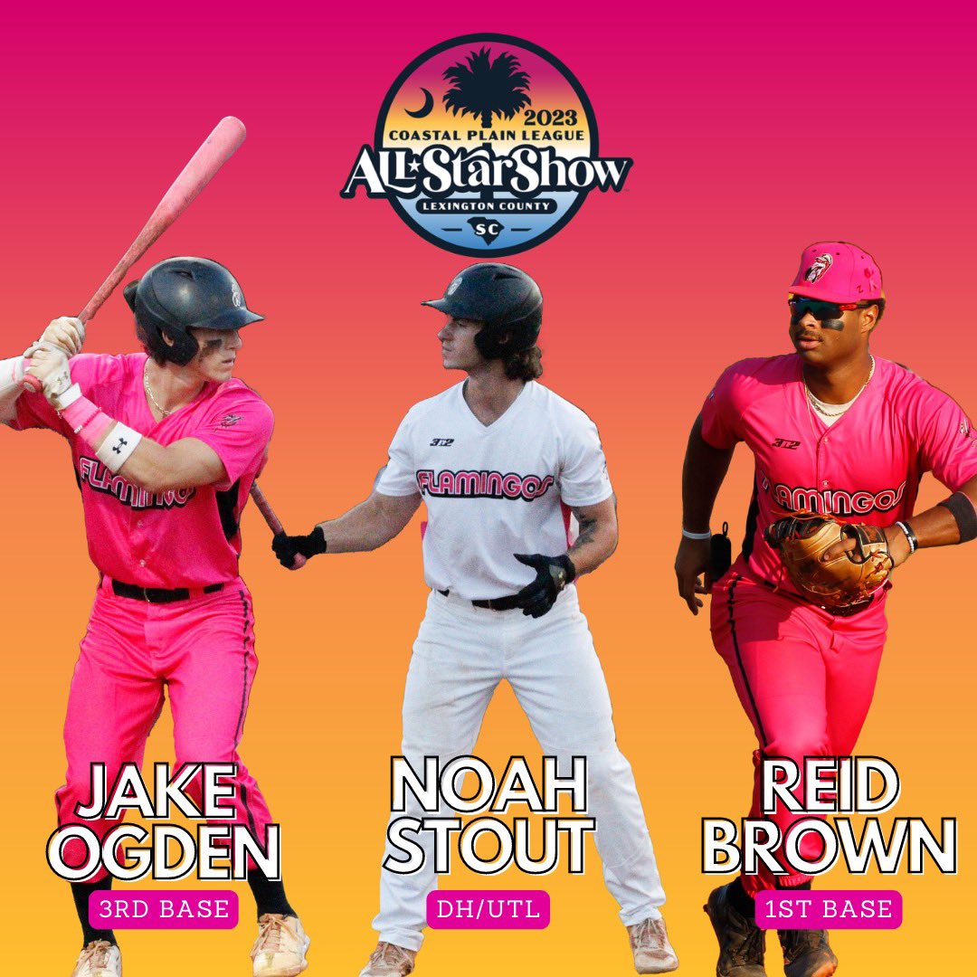 Florence Flamingos (@floflamingos) on Twitter photo So proud of our THREE Flockstars selected to play in the CPL’s All-Star Show🤩🦩🥳 <a href="/JakeOgden14/">Jake Ogden</a>, <a href="/Noah__stout/">Noah Stout</a> and <a href="/rbrown_22/">Reid Brown</a> will be representing the boldest team in sports at the Show July 18th and 19th #FlockOn So proud of our THREE Flockstars selected to play in the CPL’s All-Star Show🤩🦩🥳 <a href="/JakeOgden14/">Jake Ogden</a>, <a href="/Noah__stout/">Noah Stout</a> and <a href="/rbrown_22/">Reid Brown</a> will be representing the boldest team in sports at the Show July 18th and 19th #FlockOn