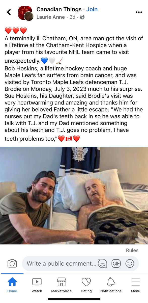Torontosports00's tweet photo. My respect for T.J Brodie went up. We got a good solid human being playing for the leafs. https://t.co/c1PPVOt3v4