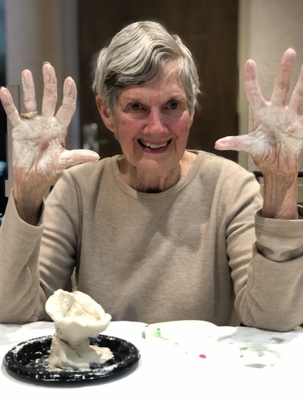 WillowsSpring's tweet photo. The Ladies on Legacy Lane had fun getting their hands messy last week! What could they be making with clay? Stay tuned for the results! https://t.co/7gGP2EpTv9