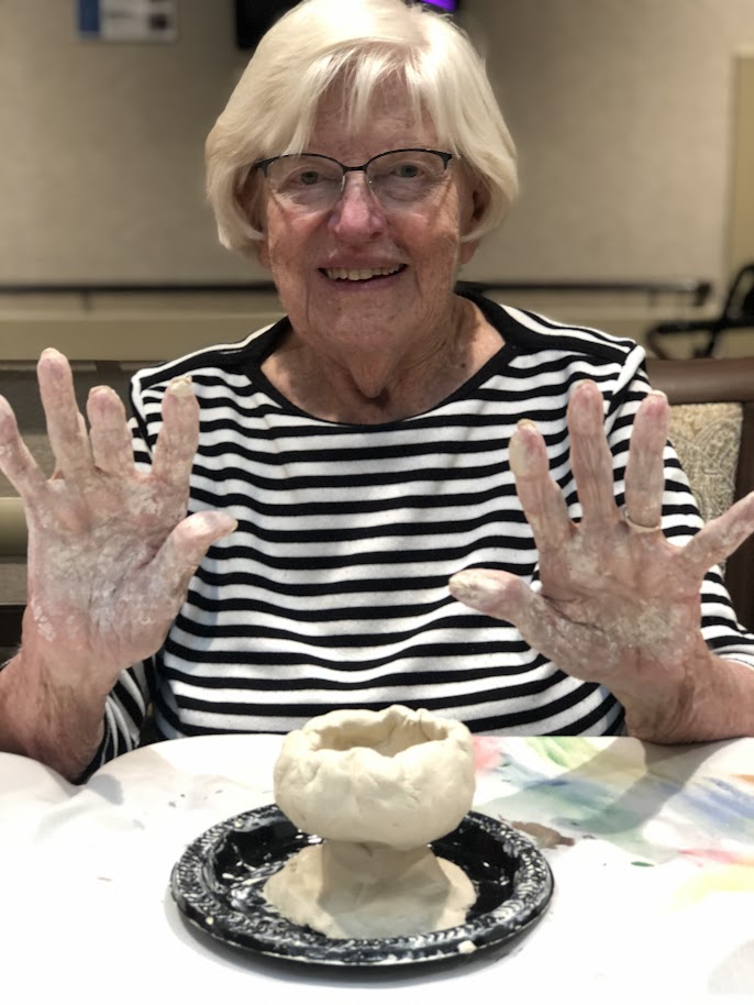 WillowsSpring's tweet photo. The Ladies on Legacy Lane had fun getting their hands messy last week! What could they be making with clay? Stay tuned for the results! https://t.co/7gGP2EpTv9