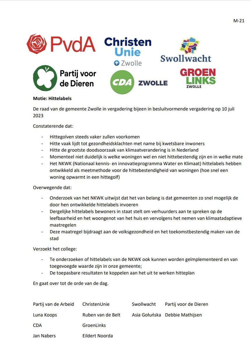 Hittestress is een steeds grotere bedreiging in onze stad.

Om goed in kaart te brengen waar de problemen het grootst zijn stellen wij voor gebruik te gaan maken van hittelabels voor gebouwen.

We zijn blij met de steun die we vanavond van de rest van de raad hebben gekregen!