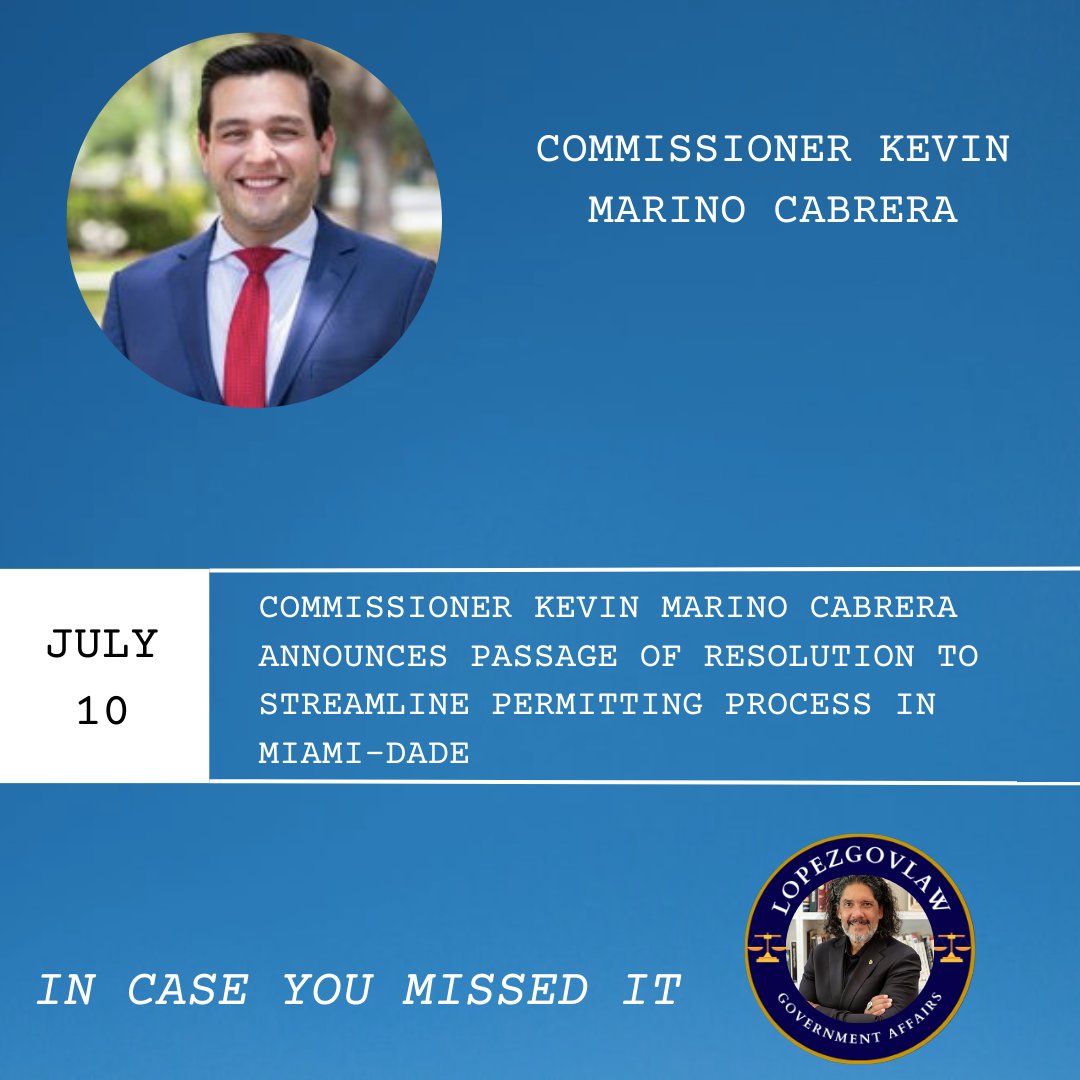 lopezgovlaw's tweet image. 📢 Commissioner Kevin Marino Cabrera announces the passage of a resolution to streamline the permitting process in Miami-Dade! 🎉👏 Check out the full press release here: miamidade.gov/district06/rel…
#MiamiDade #PermittingProcess #EconomicGrowth
