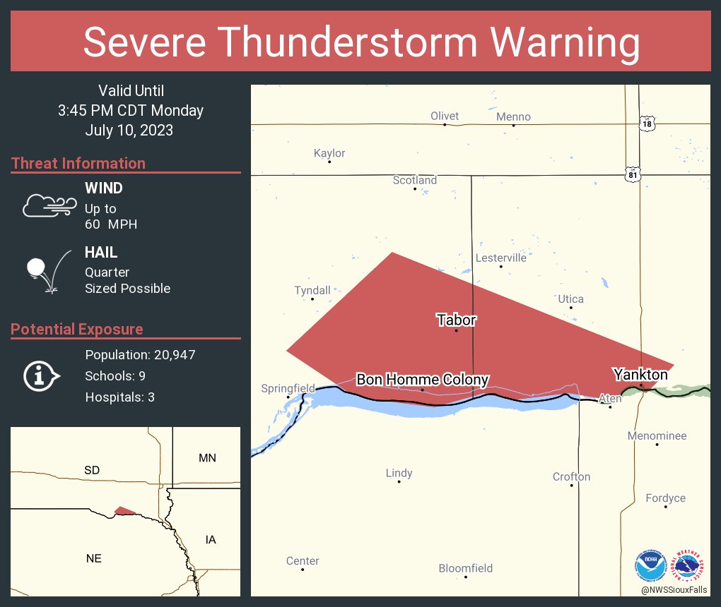 NWS Sioux Falls on Twitter "Severe Thunderstorm Warning including