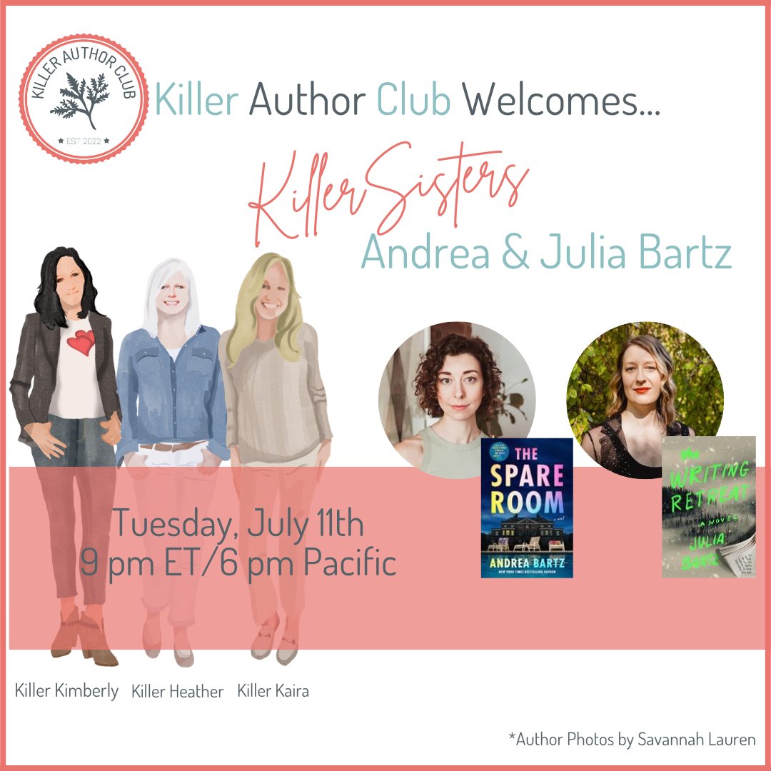 I'm so excited for @juliabartz & I to stop by the #killerauthorclub with @KimberlySBelle @KairaRouda @hgudenkauf tomorrow! Join us tomorrow at 9pm ET here: facebook.com/groups/8557205…