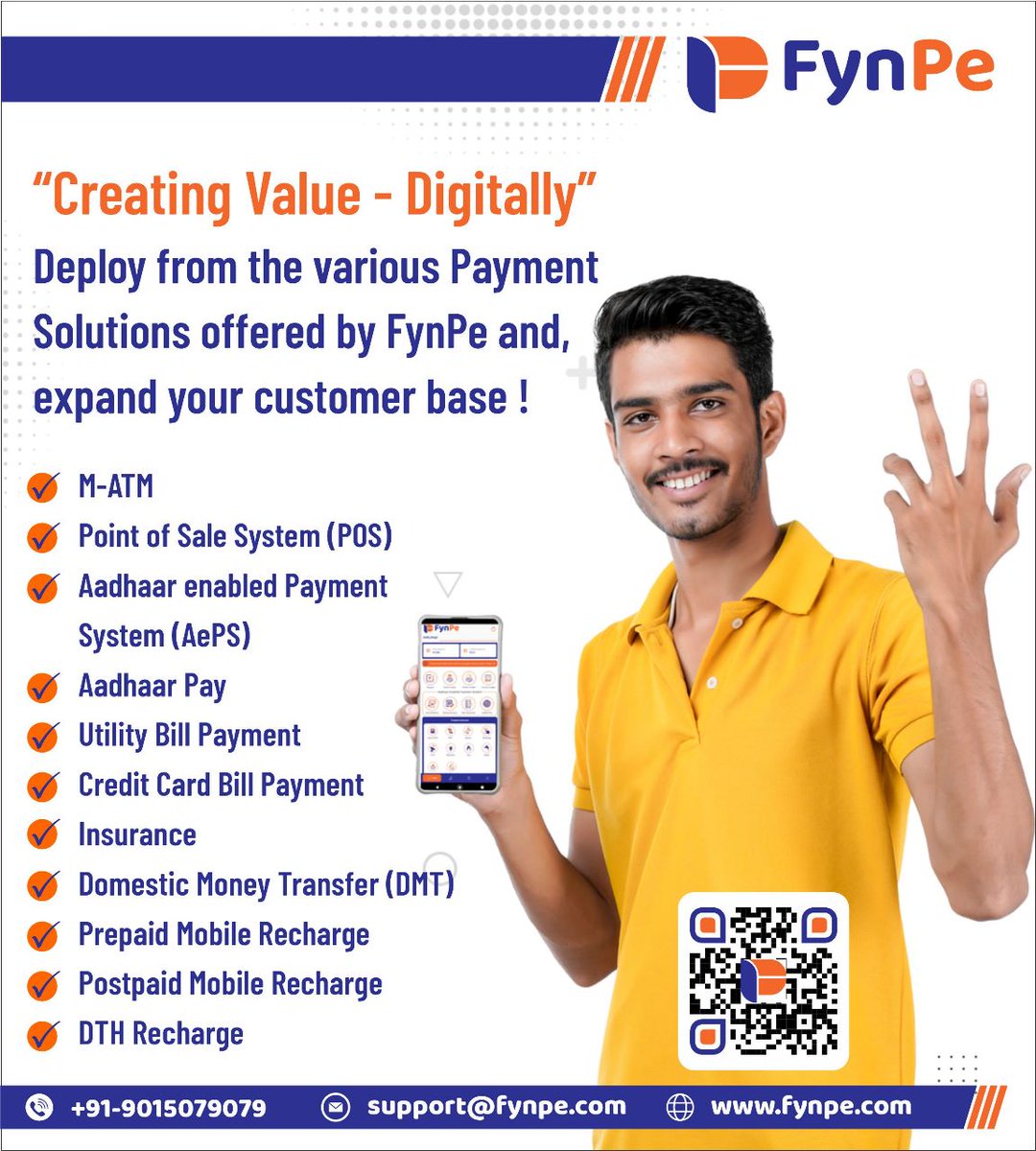 fynpe_payments's tweet image. Avail of best-in-class services from FynPe and earn best-in-industry commission ! Call us to know more ! #fynpe #matm #POS #AePS #Aadhaarpay #billpayment #CreditCardBillPayment #Insurance #DMT #mobilerecharge