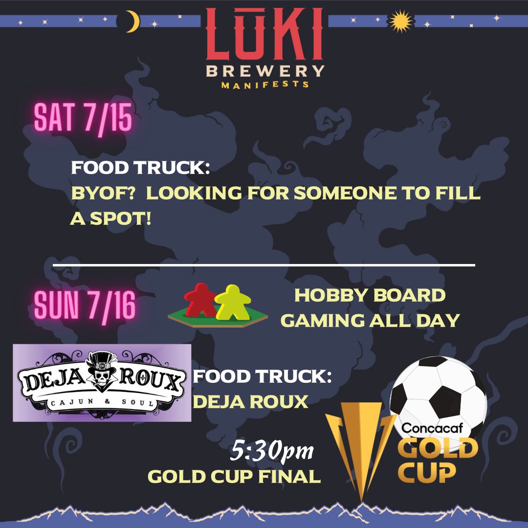 Busy week! Lots of activities and two releases hitting the wall on Friday. See you in the taproom!
#drinklocal #craftbeer #beer #colorado #beergeek #denver #coloradocraft #beertography #beerlover #brewery #craftbeerlife #cheers #craftbeerlover #goldcup #soccer #football #arvada