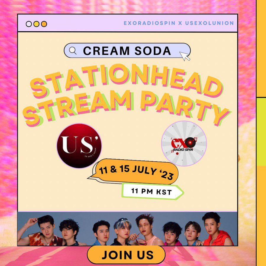 🚨STATIONHEAD COLLAB PARTY

Join us on <a href="/STATIONHEAD/">STATIONHEAD</a> as we stream EXO’s newest album ‘EXIST’ together w/ <a href="/EXORadioSpin/">EXO RADIO SPIN🎙️</a>

11 July 2023 at 11PM (KST)

stationhead.com/exoradiospin

#EXO_HearMeOut #EXO
<a href="/weareoneEXO/">EXO</a>