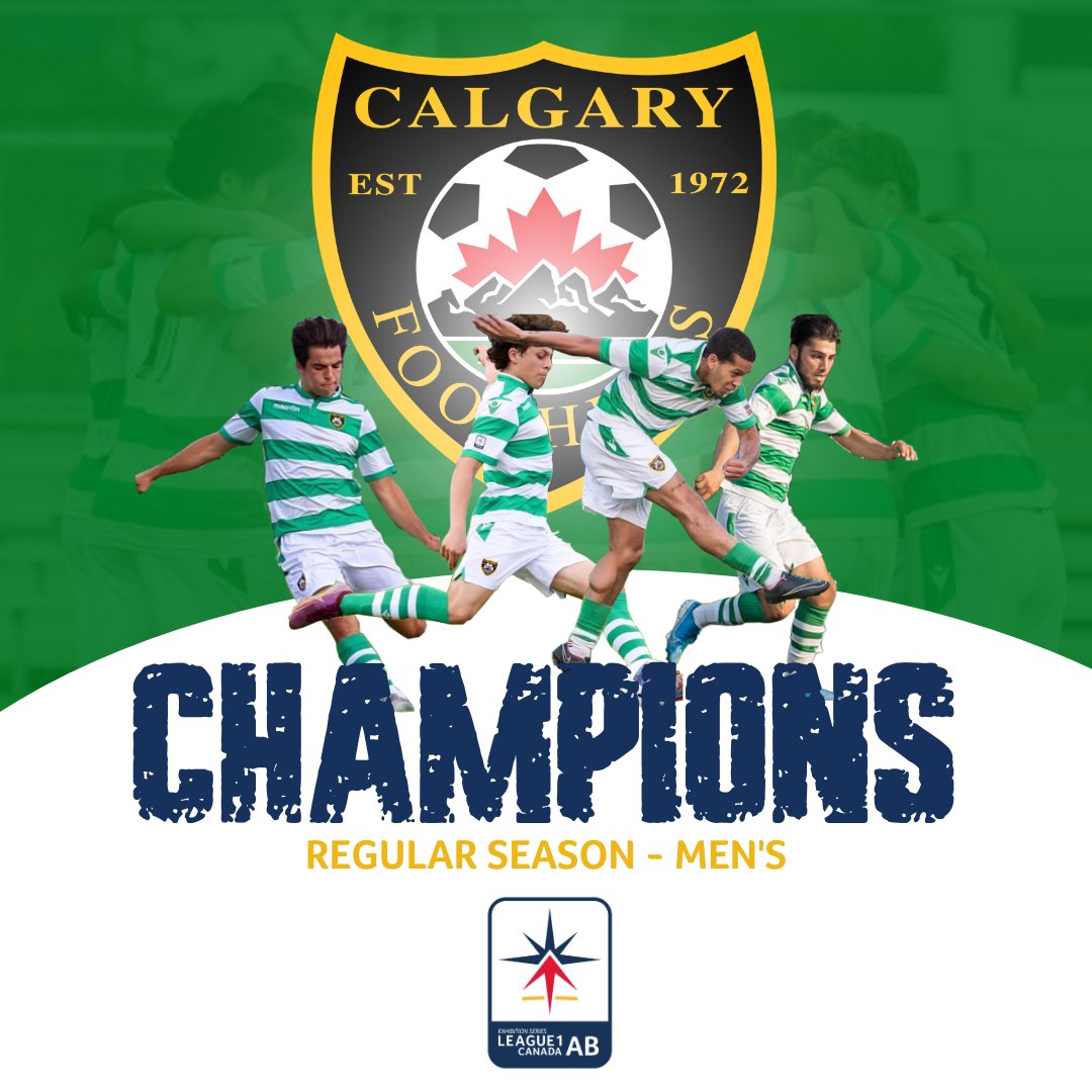 Following their away win over @ImpactFCLeague1, @FoothillsFCU23 secured a spot in @league1alberta Finals by being the Regular Season champions. Congratulations, Foothills!🟢⚪️