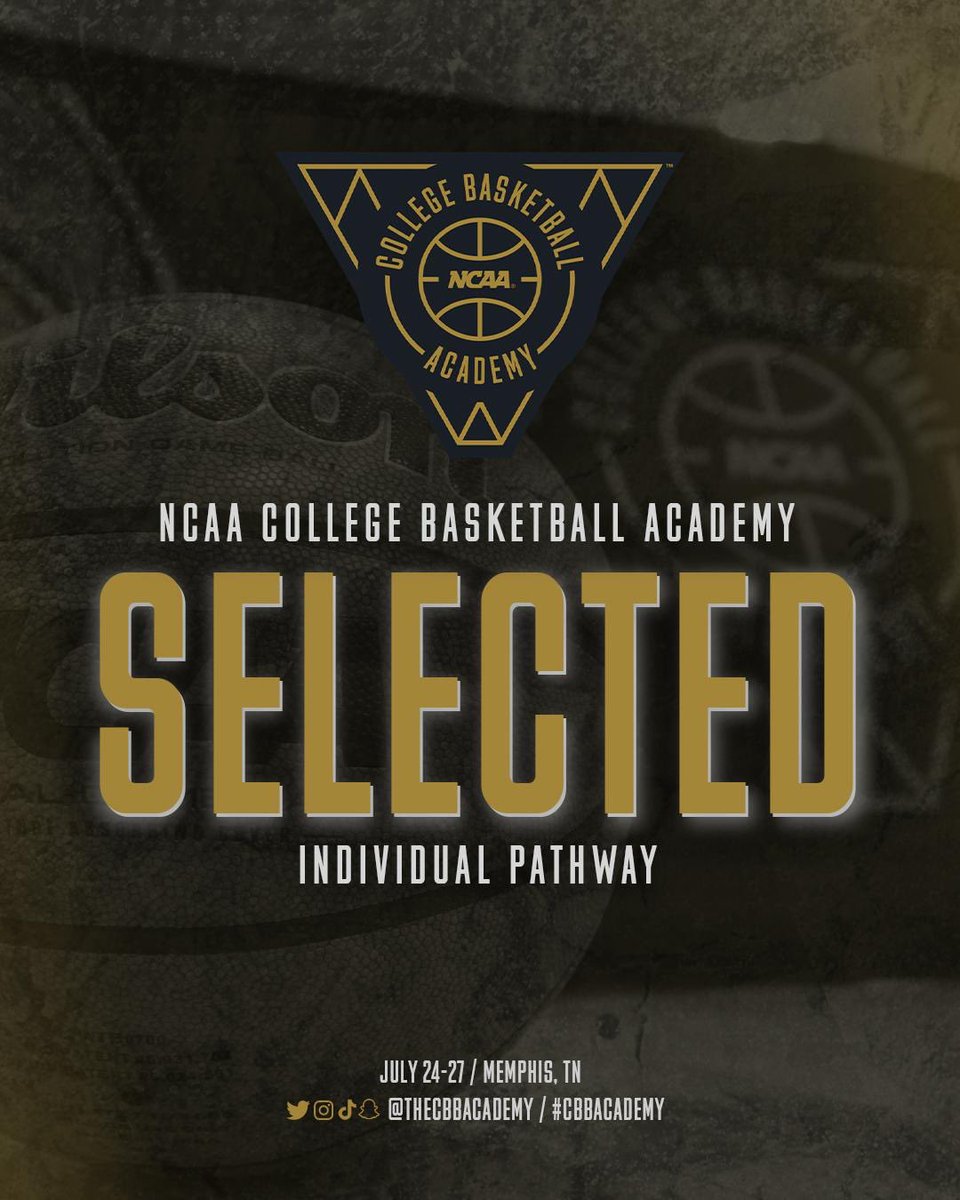 Honored to announce that I've been selected to attend the 2023 NCAA College Basketball Academy in Memphis, TN from July 24-27! <a href="/TheCBBAcademy/">NCAA College Basketball Academy</a> #CBBAcademy