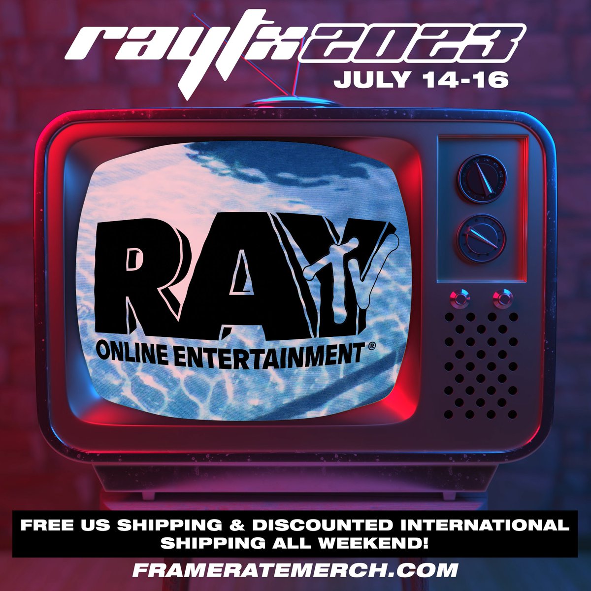 FrameRateMerch's tweet image. THIS WEEKEND IS RAYTX! Free US Shipping, Discounted international Shipping, New Items and More! 

We will be closing Wednesday Night and reopening on Friday July 14th, at 10am Central to kick off the weekend! 

FrameRateMerch.com