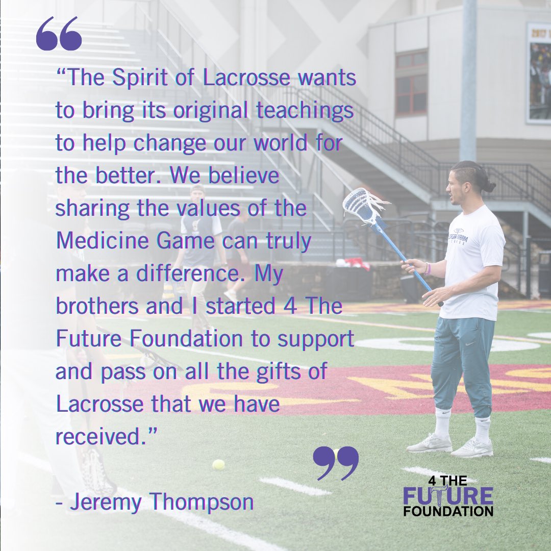 The gift of Lacrosse is to all humankind and has the strength to create positive change to the world 🌎 🙏🏽🥍🙌🏽

#4TFF #4TheFuture #4TheFutureFoundation #Lacrosse #GiftofLacrosse #MedicineGame #CreatorsGame #Lax