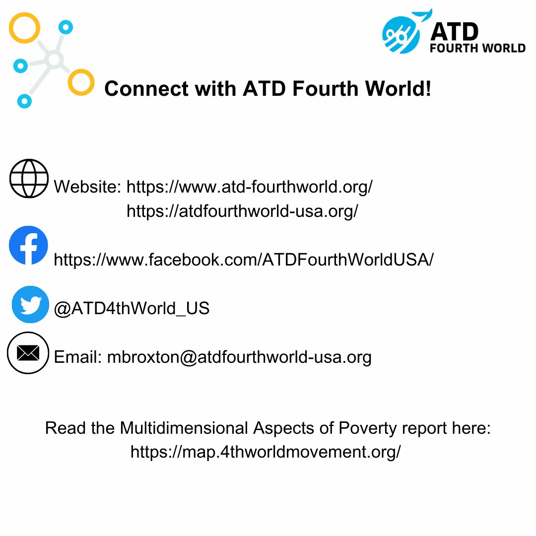 ATD4thWorld's tweet photo. If you would like to learn more about ATD's work and participation please reach out or follow us on the pages below! #atd #atdfourthworld #atdquartmonde #poverty #hlpf2023 #un https://t.co/nKFKIevlfT