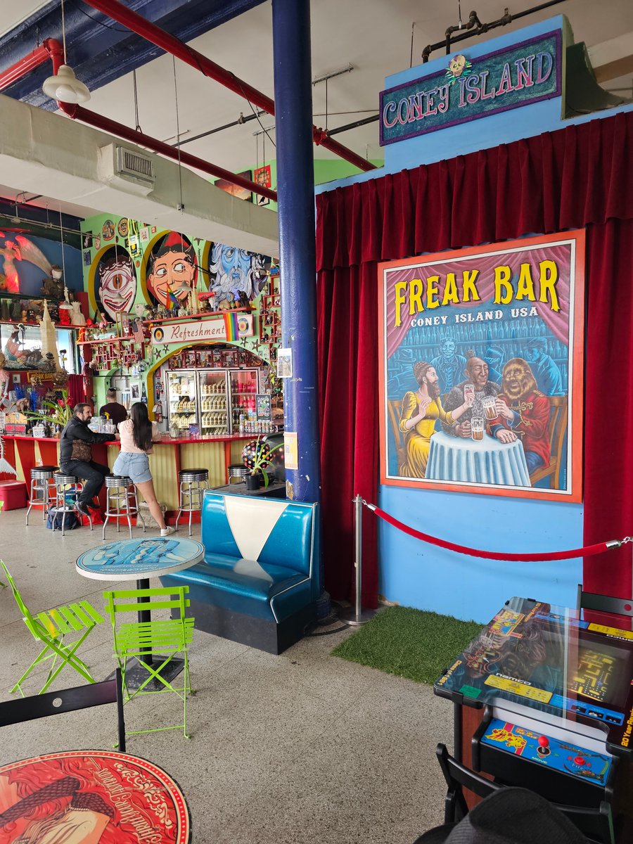 coneyislandusa's tweet photo. New tradition, Monday funday! The Coney Island Circus Sideshow performs from 1pm-6pm (last admission 5pm)! Our Freak Bar &amp; Gift Shop await you from Noon-7pm and push yourself away from your gaming console and play Coney Island Pinball from 1pm-6pm! https://t.co/ZB8aF8590n https://t.co/zrzZml4RcY