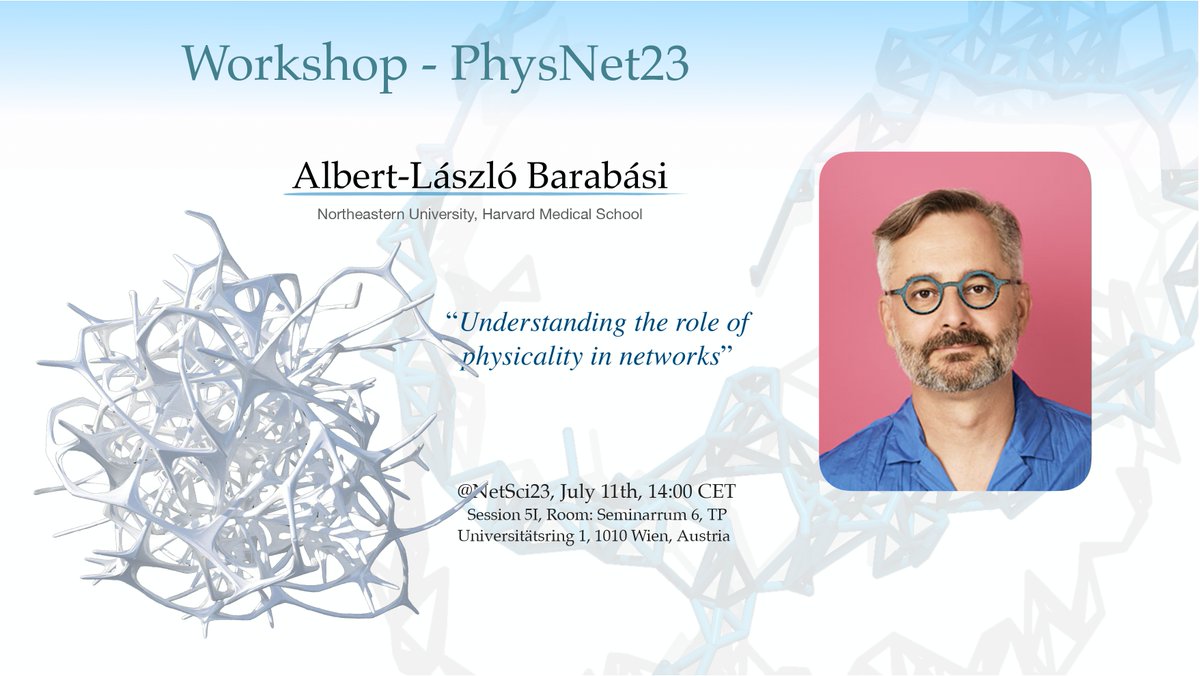 ivanbonamassa's tweet photo. 📣📣📣📣 Tomorrow!!! 📣📣📣📣
Are you at #netsci2023? Join us tomorrow in Seminar Room #6 for the first physical networks workshop #physnet23! Kickoff at 2pm with a lecture about physicality in networks by Albert-László Barabási @barabasi ! More info at: https://t.co/0mKkIEvQTw https://t.co/UuLdJM6TSP