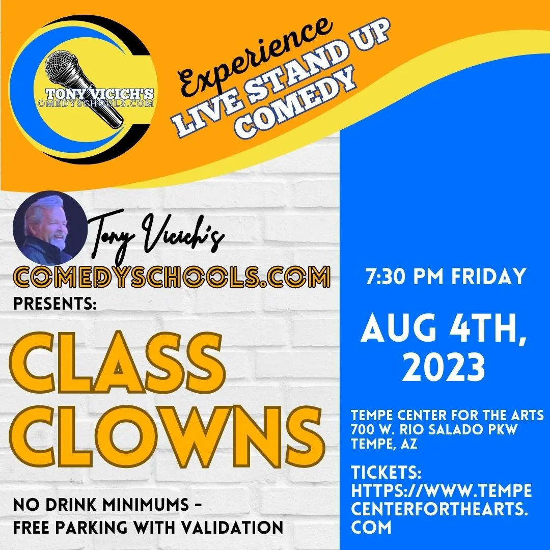ComedySchools's tweet photo. Come to the show that has seen it's performers go on to appear on Dry Bar Comedy, The Tonight Show,  HBO,  Kimmel, and Saturday Night Live. 
Local comedy goes national. It starts at The Tempe Center for the Arts. 
No drink or food minimum ever! 
https://t.co/vUDYv2xFOd https://t.co/mg4c7vcMbM