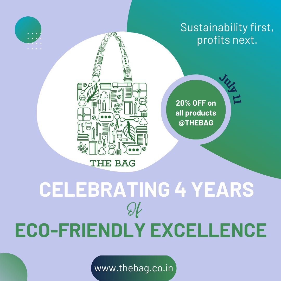 Celebrating 4th Anniversary! Join us at THE BAG, your go-to online store for sustainable living. Discover personally curated eco-friendly products and embrace a green journey with us.#TheBagAnniversary#SustainableLiving#EcoFriendlyProducts#GreenJourney #ShopSustainably