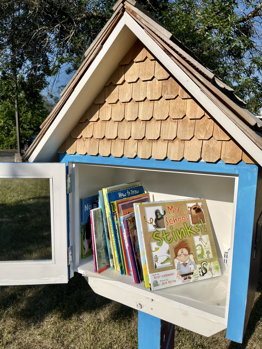 beckyscharn's tweet photo. School supplies are out at Target so I thought it was the perfect time to leave copies of each of these books at the little free library in front of my local elementary school. Now, where’s the rewind button on summer? Someone clearly pressed fast forward 6 wks ago. @penguinkids https://t.co/N3Ip5Yb6Pd