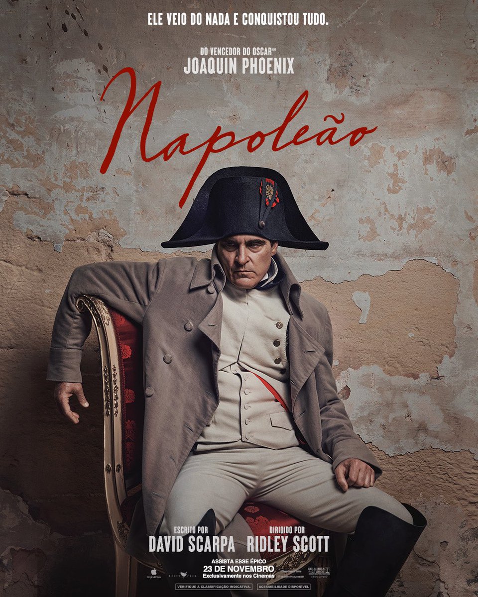 instacinefilos's tweet photo. Pôster de Napoleão, com Joaquin Phoenix. 23 de novembro nos cinemas. Acho que vai ser um filmão! https://t.co/5UQjfF5e0L