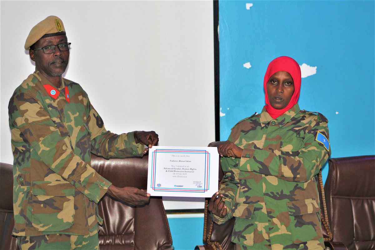 60thDivision's tweet photo. Officers and Deputy Officers of the 60th Division of the SNA have completed a training on child safety in Baidoa today. This training was organized by the Somali Defense Ministry and the Somali National Army Command.

@60thDivision 
@SNAForce https://t.co/Brwg4NHiEK