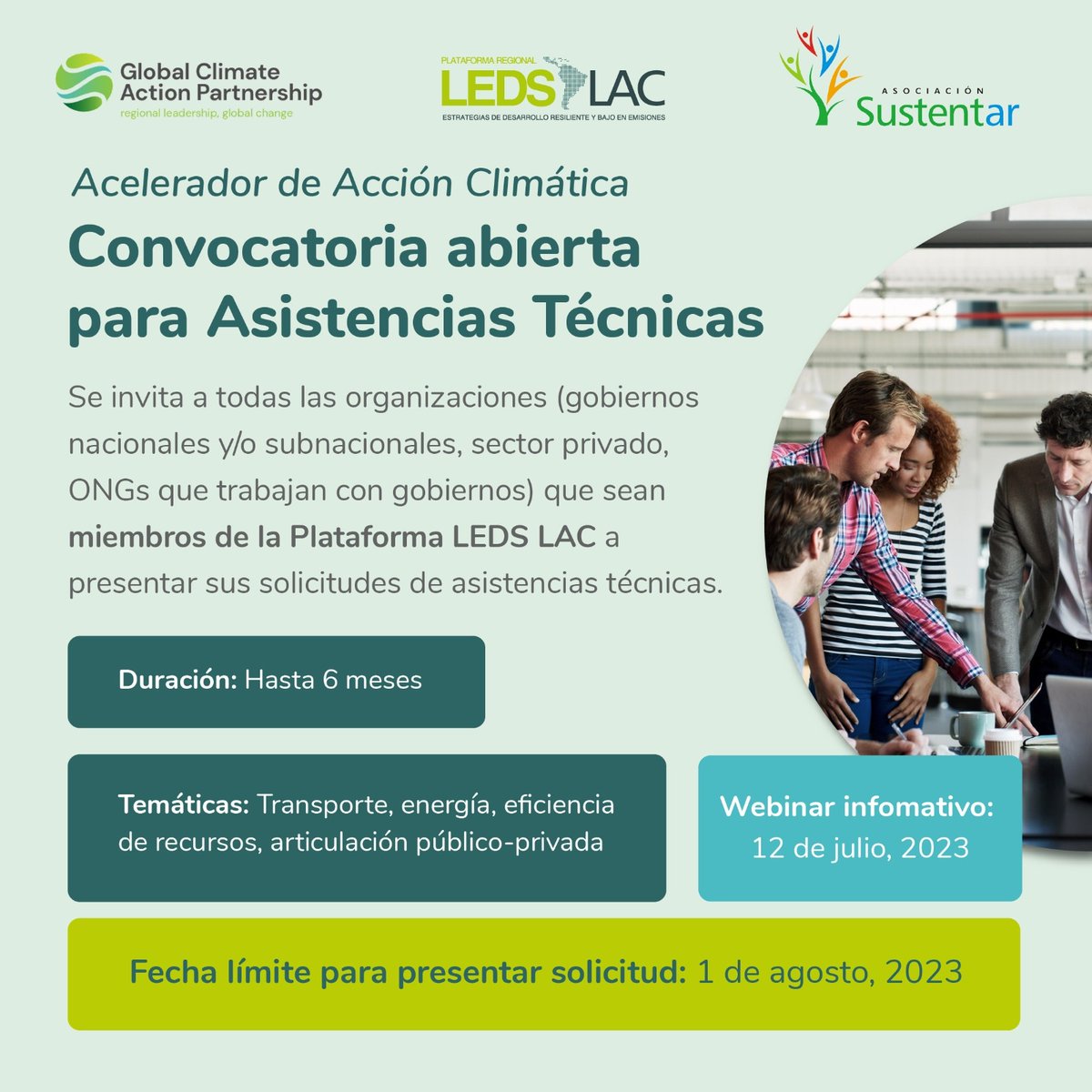 AsocSustentar's tweet photo. Invitamos a los miembros de la Plataforma @LedsLac a la convocatoria abierta para presentar solicitudes de asistencias técnicas.

Si querés conocer más, te invitamos al webinar informativo este miércoles 12 de julio. Inscribite en el link de nuestra bio: https://t.co/fXvbgobHVZ https://t.co/iYa4rzcsz9