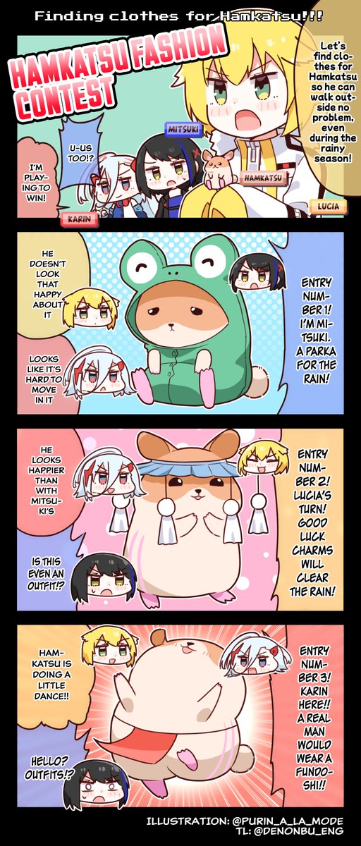 denonbu_eng's tweet photo. 4koma: "Finding Clothes for Hamkatsu!!!" ft. Shibuya area

#denonbu #電音部 https://t.co/bRvp83OCra