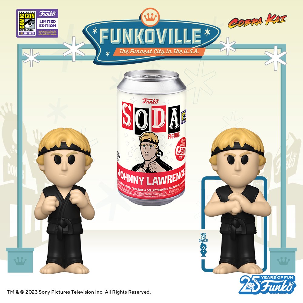 Strike down the competition with Funko SODA Johnny Lawrence or Daniel Larusso! These 2023 San Diego Comic-Con collectibles are ready to battle it out in your Cobra Kai set. #SDCC2023 #conventionexclusive #Funkoville2023