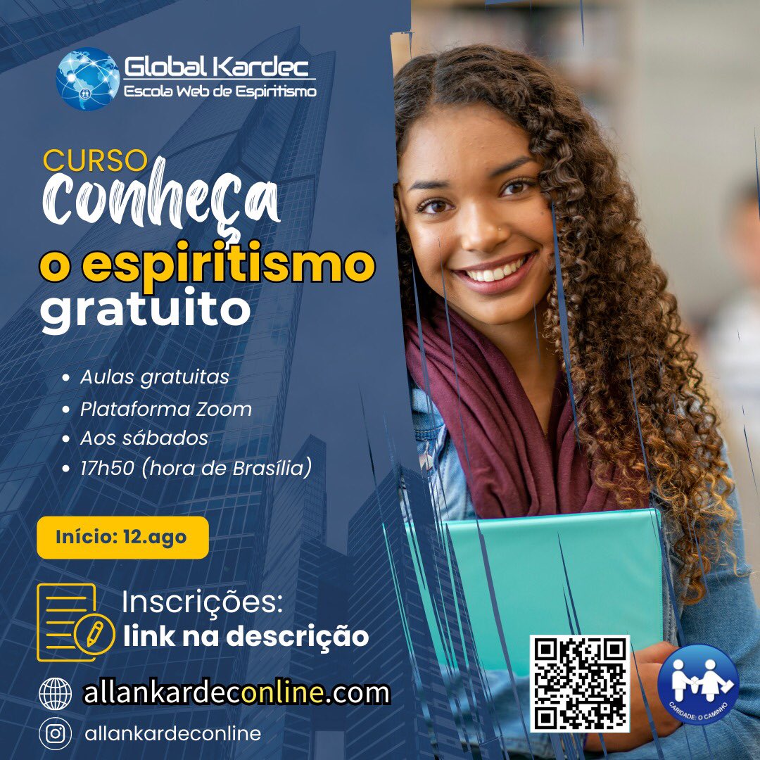 cerv_espirita's tweet photo. 📍 Vem aí o Curso de noções básicas sobre o espiritismo.
📍 Aulas aos sábados (17h50) – hora de Brasília
📆 Início: 12/ago

Curso Semestral, online e gratuito

Link para inscrição: https://t.co/N4NqJNMhoK https://t.co/lmpZ8Kioox